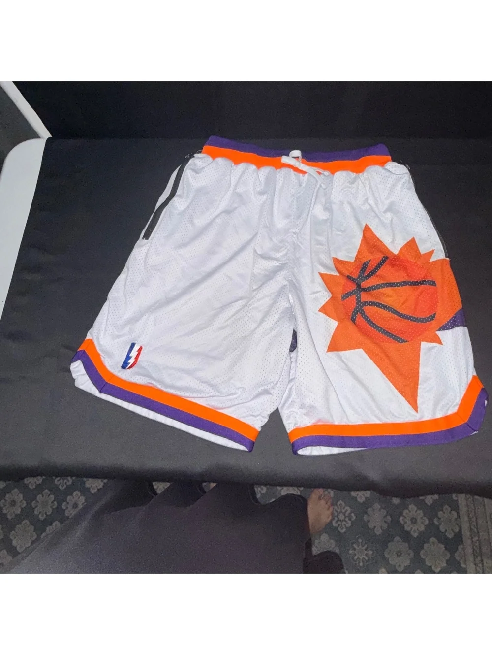 3XL White Basketball Shorts with Orange and Purple Trim